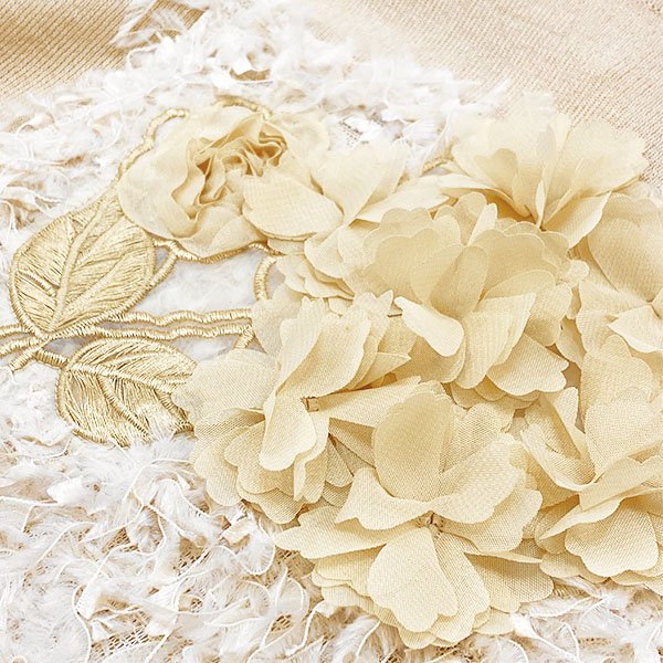 画像3: 【SuperBeauty 2025秋冬 クーポン＆POINT可】パワーネット素材袖の胸元フラワーモチーフ使いセーター (3)