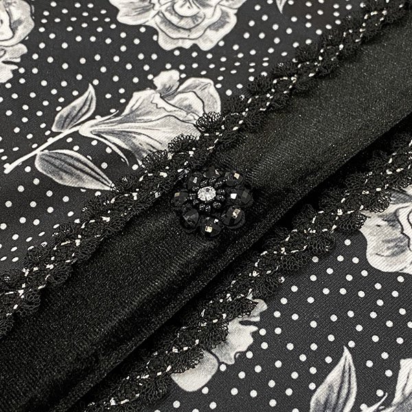 画像7: 【新作 SuperBeauty 2025秋冬 クーポン＆POINT可】ベロア切替水玉×花柄プリント使いロングブラウス (7)