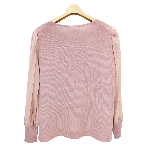 画像5: 【SuperBeauty 2025秋冬 クーポン＆POINT可】パワーネット素材袖の胸元フラワーモチーフ使いセーター (5)