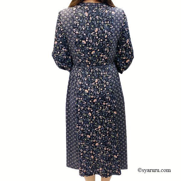 画像3: 【新作 SuperBeauty 2025秋冬 クーポン＆POINT可】幾何学×花プリント切替ワンピース (3)