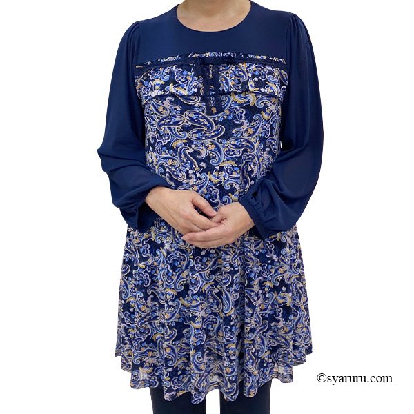 画像2: 【新作 SuperBeauty 2025秋冬 クーポン＆POINT可】ペイズリー柄パワーネット素材チュニック (2)