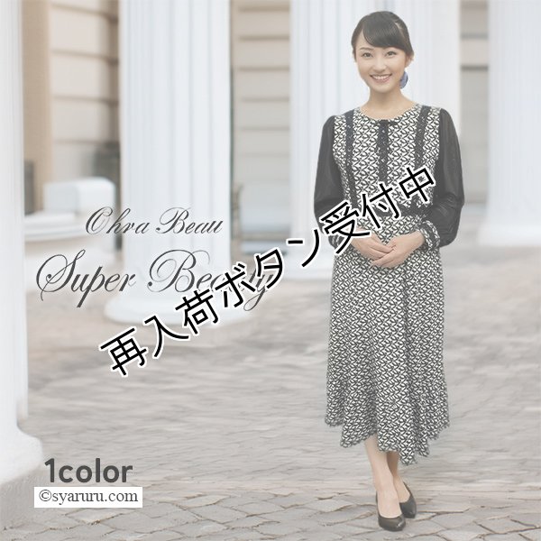 画像1: 【《半額以下！》SuperBeauty 2025秋冬】●袖パワーネット素材モノトーン柄ワンピース (1)