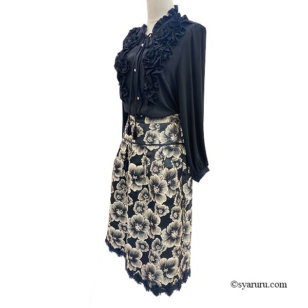 画像3: 【SuperBeauty 2025秋冬 クーポン＆POINT可】大花ジャガード織素材スカート (3)