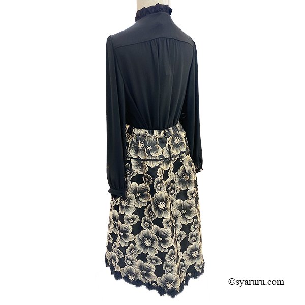 画像4: 【SuperBeauty 2025秋冬 クーポン＆POINT可】大花ジャガード織素材スカート (4)