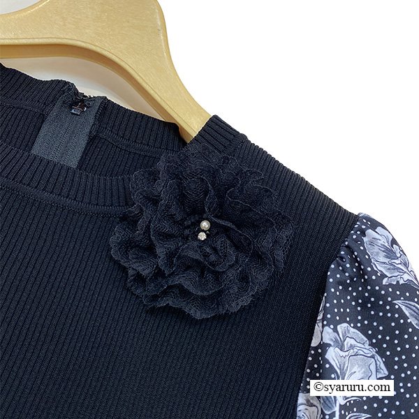 画像6: 【SuperBeauty 2025秋冬 クーポン＆POINT可】ニットベストプリント×レイヤード風フラワープリントワンピース (6)