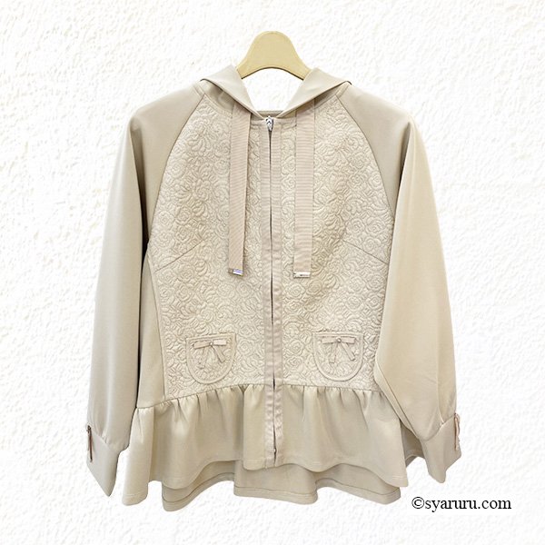 画像2: 【新作 SuperBeauty 2025秋冬 クーポン＆POINT可】キルティング生地×ダンボールニット切替パーカー (2)