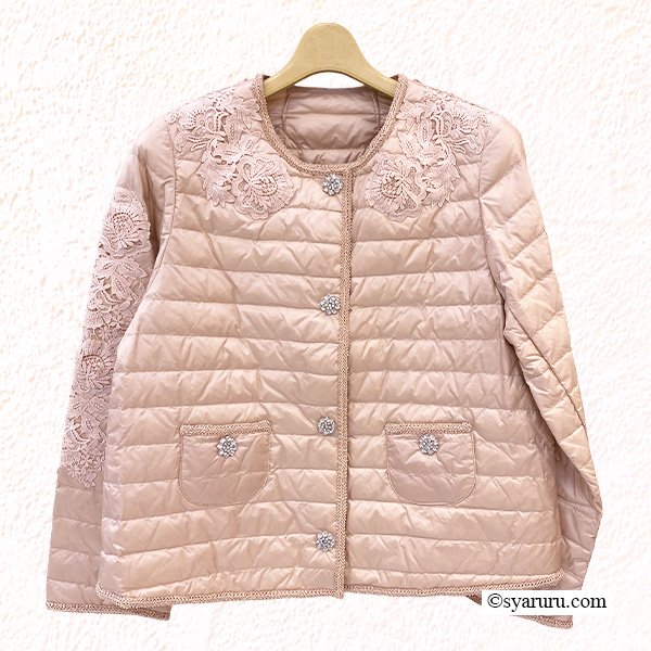 画像3: 【新作 SuperBeauty 2025秋冬 クーポン＆POINT可】レースデザインショート丈ライトダウンジャケット (3)