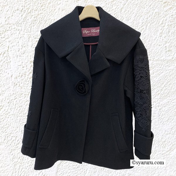 画像5: 【新作 SuperBeauty 2025秋冬 クーポン＆POINT可】袖レースデザイン花モチーフ付ジャケット (5)