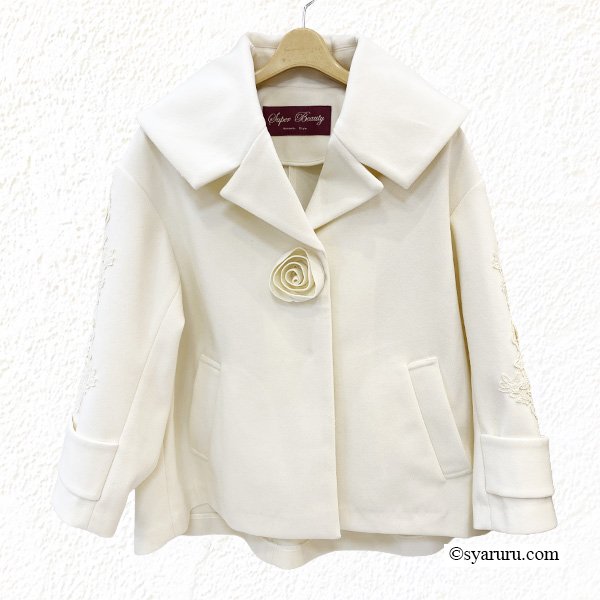 画像3: 【新作 SuperBeauty 2025秋冬 クーポン＆POINT可】袖レースデザイン花モチーフ付ジャケット (3)