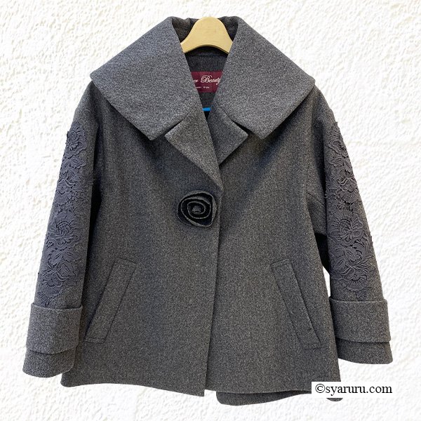 画像7: 【新作 SuperBeauty 2025秋冬 クーポン＆POINT可】袖レースデザイン花モチーフ付ジャケット (7)