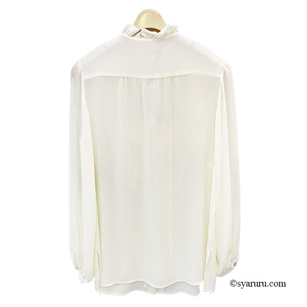 画像7: 【新作 SuperBeauty 2025秋冬 クーポン＆POINT可】胸元立体モチーフ使いフリル衿デザインブラウス (7)