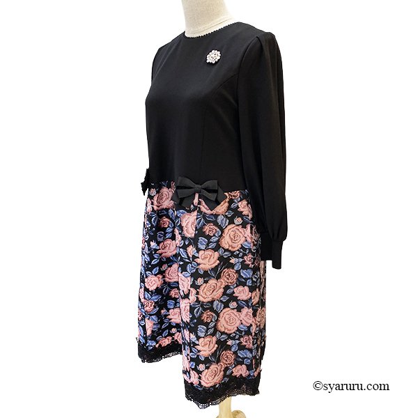 画像3: 【新作 SuperBeauty 2025秋冬 クーポン＆POINT可】花柄ジャガード織切替ワンピース (3)