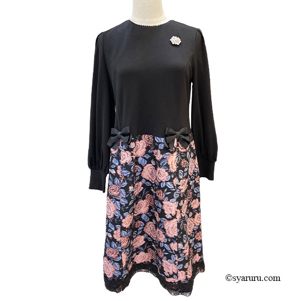 画像2: 【新作 SuperBeauty 2025秋冬 クーポン＆POINT可】花柄ジャガード織切替ワンピース (2)