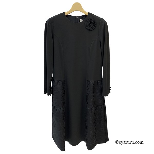 画像2: 【新作 SuperBeauty 2025秋冬 クーポン＆POINT可】ジャガード織×ダンボールニット素材切替ワンピース (2)