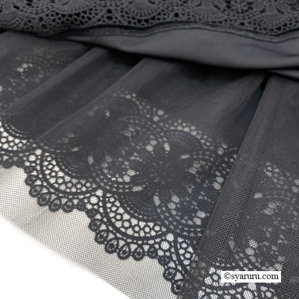 画像10: 【新作 SuperBeauty 2025秋冬 クーポン＆POINT可】裾レース使いベロア×タフタ素材スカート (10)