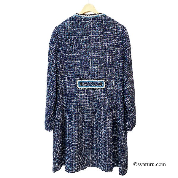 画像6: 【新作 SuperBeauty 2025秋冬 クーポン＆POINT可】ツイード生地ノーカラーロングジャケット (6)