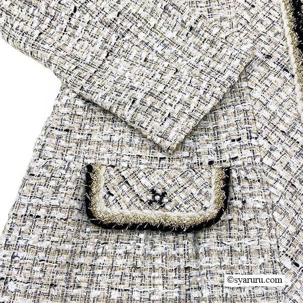 画像11: 【新作 SuperBeauty 2025秋冬 クーポン＆POINT可】ツイード生地ノーカラーロングジャケット (11)