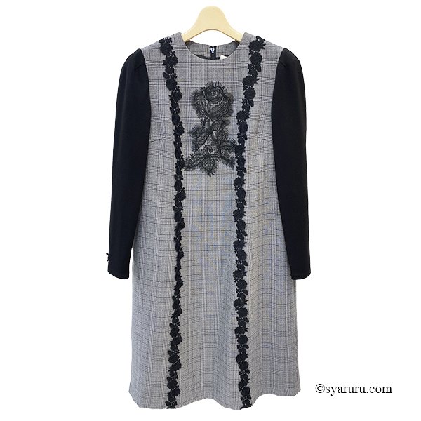 画像3: 【新作 SuperBeauty 2025秋冬 クーポン＆POINT可】チェック柄×レースモチーフ使いワンピース (3)