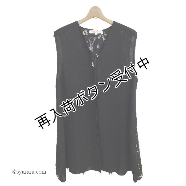 画像2: 【SuperBeauty  】後身頃レース切替ニットジレ (2)