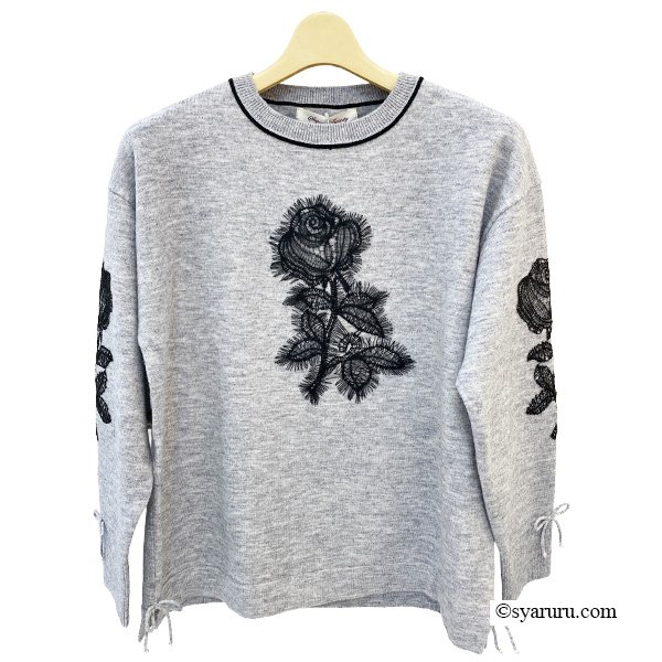 画像4: 【新作 SuperBeauty 2025秋冬 クーポン＆POINT可】花レース使い配色セーター (4)