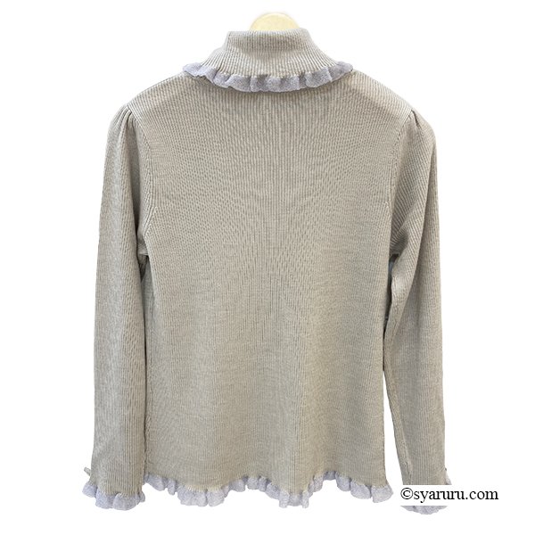 画像6: 【新作 SuperBeauty 2025秋冬 クーポン＆POINT可】コサージュ付き衿・袖先透かしフリルデザインネックセーター (6)