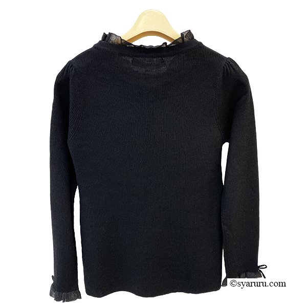 画像11: 【新作 SuperBeauty 2025秋冬 クーポン＆POINT可】コサージュ付き衿・袖先透かしフリルデザインセーター (11)