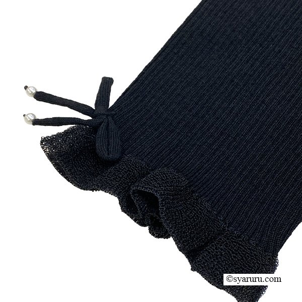 画像14: 【新作 SuperBeauty 2025秋冬 クーポン＆POINT可】コサージュ付き衿・袖先透かしフリルデザインネックセーター (14)