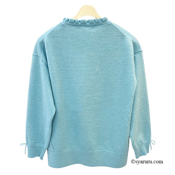 画像7: 【新作 SuperBeauty 2025秋冬 クーポン＆POINT可】胸元Paris刺繍入りフリルデザインセーター (7)