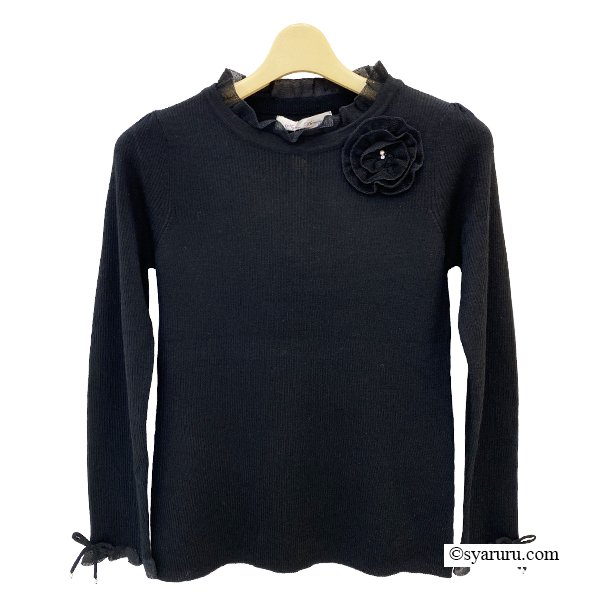 画像10: 【新作 SuperBeauty 2025秋冬 クーポン＆POINT可】コサージュ付き衿・袖先透かしフリルデザインセーター (10)