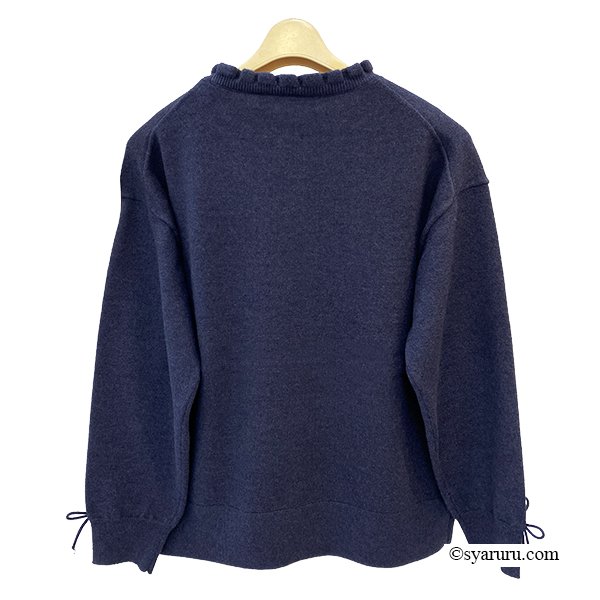 画像5: 【新作 SuperBeauty 2025秋冬 クーポン＆POINT可】胸元Paris刺繍入りフリルデザインセーター (5)