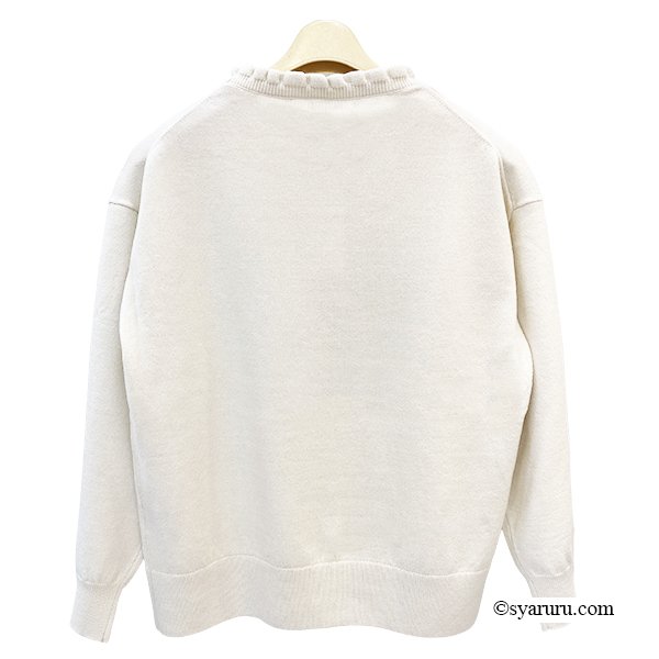 画像3: 【新作 SuperBeauty 2025秋冬 クーポン＆POINT可】胸元Paris刺繍入りフリルデザインセーター (3)