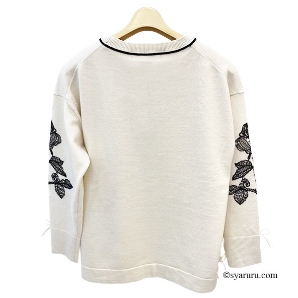 画像3: 【新作 SuperBeauty 2025秋冬 クーポン＆POINT可】花レース使い配色セーター (3)