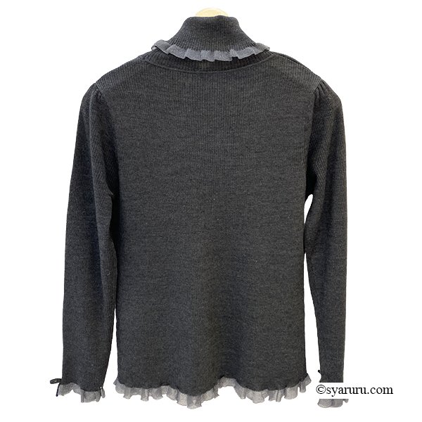 画像8: 【新作 SuperBeauty 2025秋冬 クーポン＆POINT可】コサージュ付き衿・袖先透かしフリルデザインネックセーター (8)