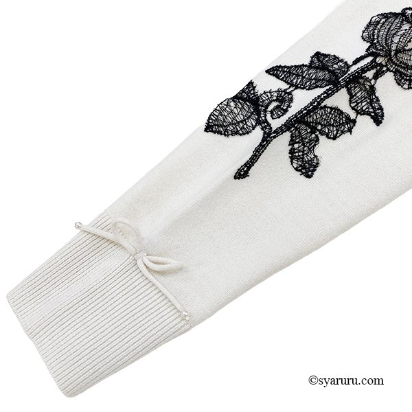 画像8: 【新作 SuperBeauty 2025秋冬 クーポン＆POINT可】花レース使い配色セーター (8)