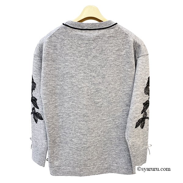 画像5: 【新作 SuperBeauty 2025秋冬 クーポン＆POINT可】花レース使い配色セーター (5)