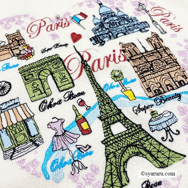 画像14: 【新作 SuperBeauty 2025秋冬 クーポン＆POINT可】胸元Paris刺繍入りフリルデザインセーター (14)