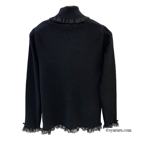 画像12: 【新作 SuperBeauty 2025秋冬 クーポン＆POINT可】コサージュ付き衿・袖先透かしフリルデザインネックセーター (12)