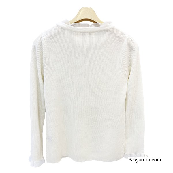 画像3: 【新作 SuperBeauty 2025秋冬 クーポン＆POINT可】コサージュ付き衿・袖先透かしフリルデザインセーター (3)