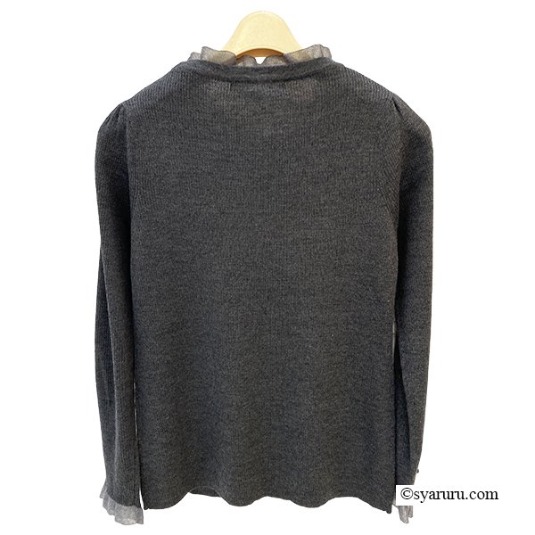 画像9: 【新作 SuperBeauty 2025秋冬 クーポン＆POINT可】コサージュ付き衿・袖先透かしフリルデザインセーター (9)