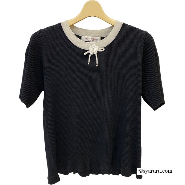 画像3: 【新作 SuperBeauty 2025秋冬 クーポン＆POINT可】ラメ入り配色デザイン花モチーフ付ニットアンサンブル (3)