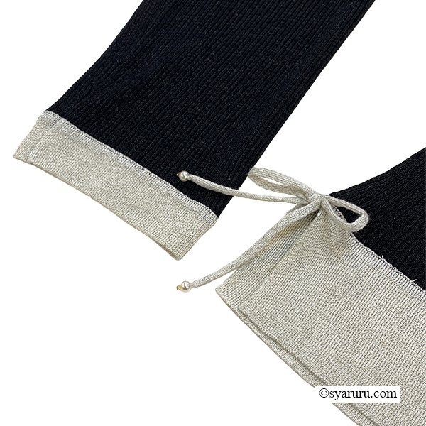 画像9: 【新作 SuperBeauty 2025秋冬 クーポン＆POINT可】ラメ入り配色デザイン花モチーフ付ニットアンサンブル (9)