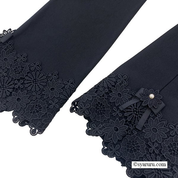 画像5: 【新作 SuperBeauty 2025秋冬 クーポン＆POINT可】裾レース×リボン使い裏起毛パンツ (5)