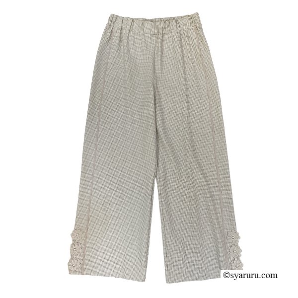 画像6: 【新作 SuperBeauty 2025秋冬 クーポン＆POINT可】サイドレースモチーフ使いワイド系格子柄パンツ (6)