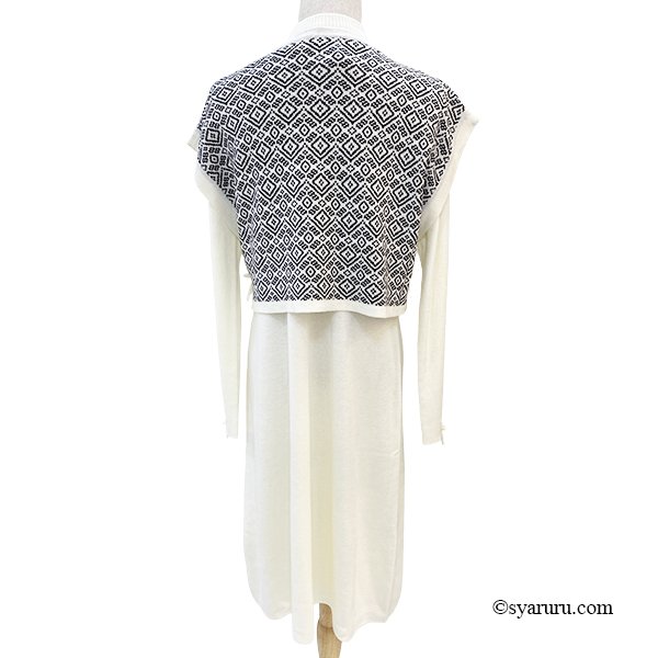 画像3: 【新作 SuperBeauty 2025秋冬 クーポン＆POINT可】ジャガード編みニットベスト×ニットOPアンサンブルワンピース (3)