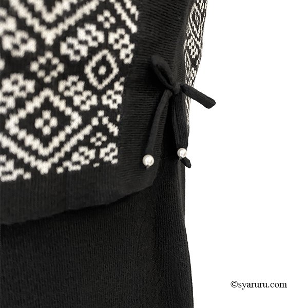 画像10: 【新作 SuperBeauty 2025秋冬 クーポン＆POINT可】ジャガード編みニットベスト×ニットOPアンサンブルワンピース (10)