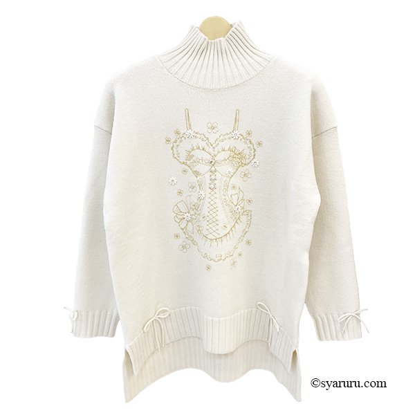 画像4: 【新作 SuperBeauty 2025秋冬 クーポン＆POINT可】胸元刺繍入りハイネックセーター (4)