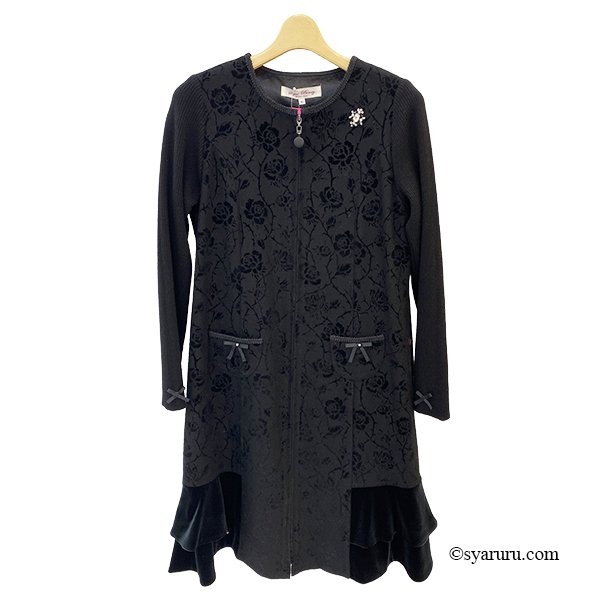 画像2: 【新作 SuperBeauty 2025秋冬 クーポン＆POINT可】裾フリルデザインフロッキープリント前あきワンピース (2)