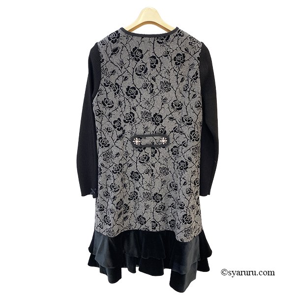 画像5: 【新作 SuperBeauty 2025秋冬 クーポン＆POINT可】裾フリルデザインフロッキープリント前あきワンピース (5)