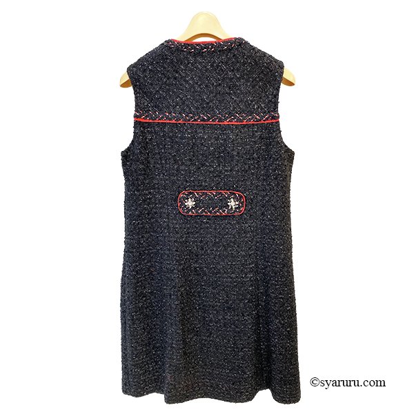 画像4: 【新作 SuperBeauty 2025秋冬 クーポン＆POINT可】ポケットファーデザインツイード素材ワンピース (4)