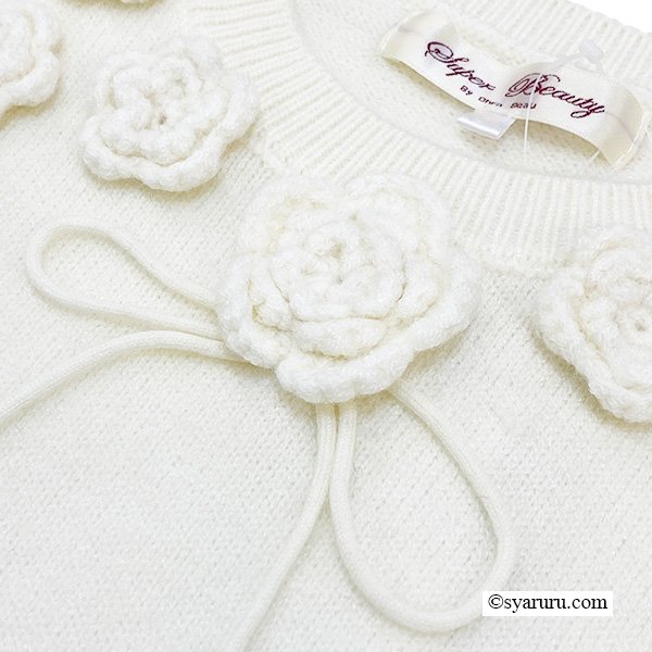 画像6: 【新作 SuperBeauty 2025秋冬 クーポン＆POINT可】胸元花モチーフ付ニットプルオーバー (6)